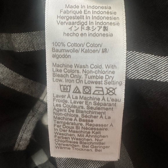 J. Crew Factory Top Flannel Shirt Button Down Long Sleeve Cotton Black White M - Picture 10 of 13
